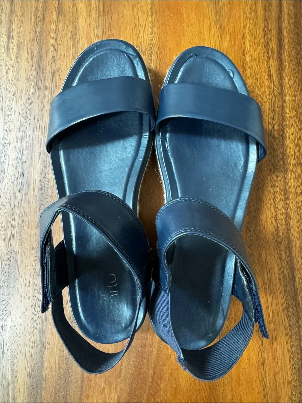 Franco Sarto Navy Platform Espadrille Sandals with Ankle Strap